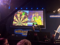 It was our turn to be centre stage at the Ally Pally as sponsored player Diogo Portela played his match.